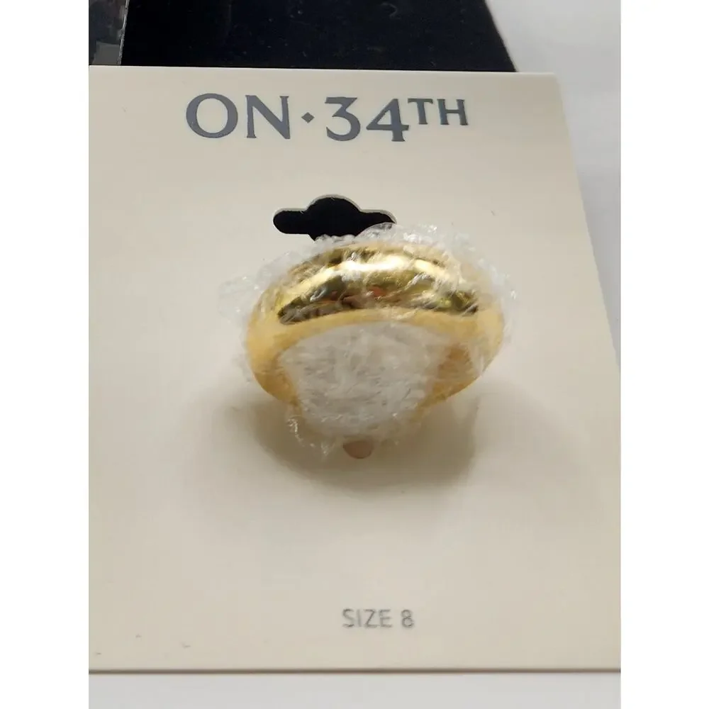 On 34th Gold-Tone Domed Band Ring Size 8 NWT